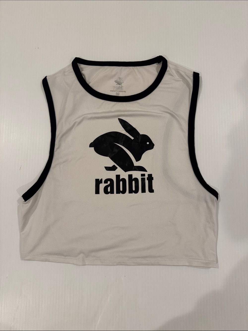 Rabbit Graphic Black & White Crop EZ Tank Women’s Size Small